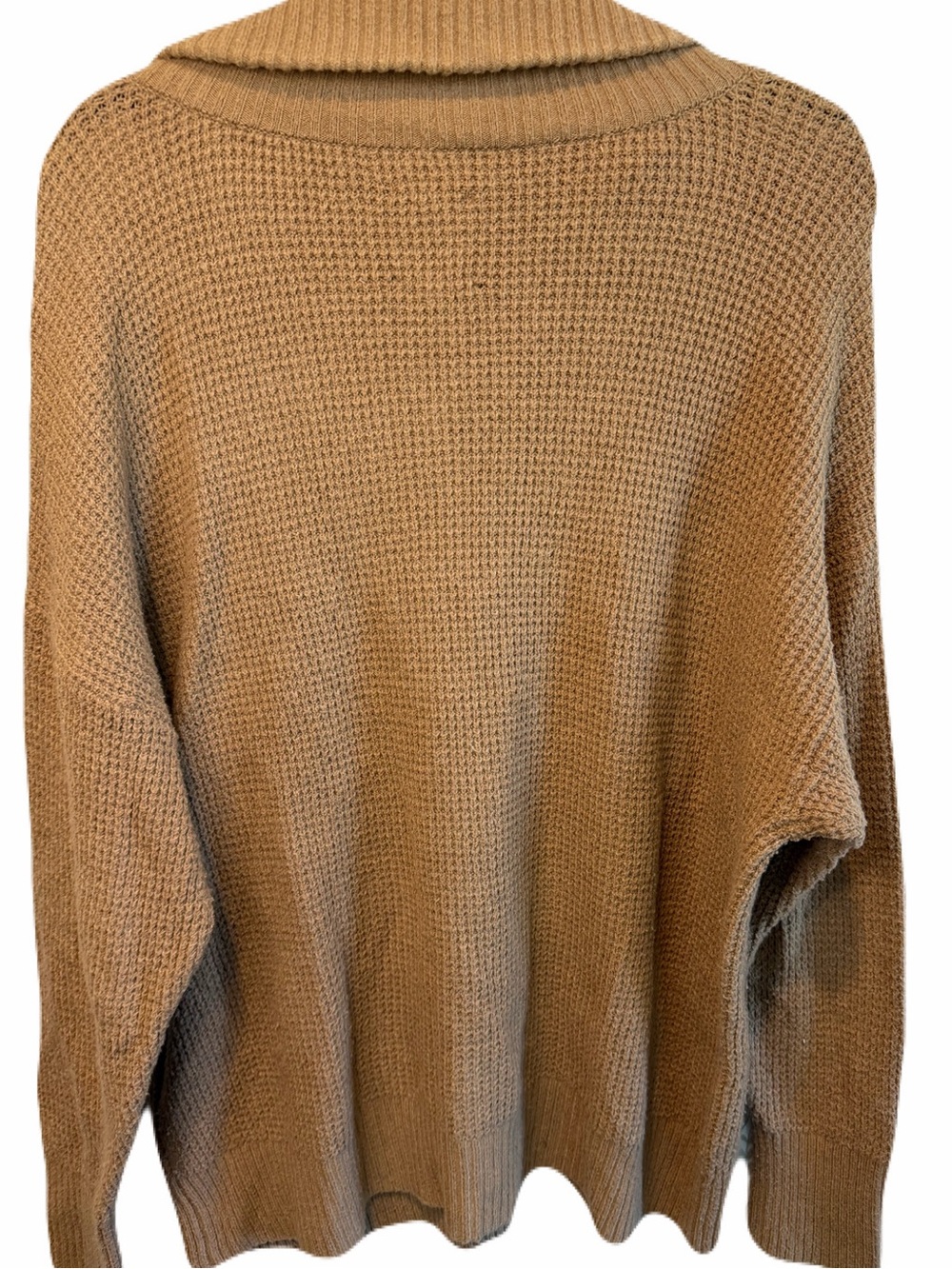 Aerie Oversized Small Brown / Tan Knit Sweater Pullover Quarter Zip Stretchy - Picture 2 of 8